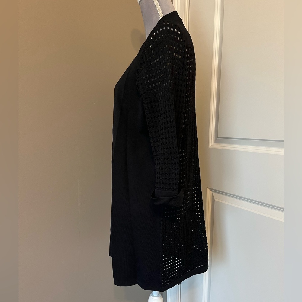 Lauren Michelle Women’s Black Open Knit Cardigan Sweater Sz Medium - Picture 3 of 5